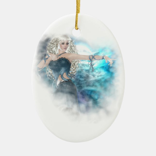 Fantasy Sky Siren Vignette Ceramic Ornament (Front)
