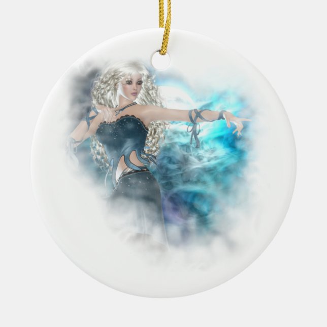 Fantasy Sky Siren Vignette Ceramic Ornament (Front)