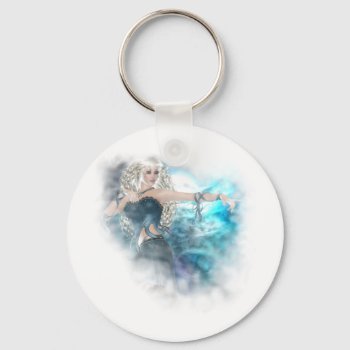 Fantasy Sky Siren Vignette Keychain by Fantasy_Gifts at Zazzle