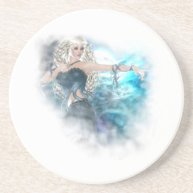 Fantasy Sky Siren Vignette Sandstone Coaster (Front)