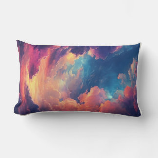 Fantasy Sky Vibe dreamy Multicolored Cloudscape Lumbar Pillow