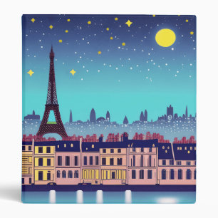 Fantasy Skyline of Paris Under the Stars 3 Ring Binder