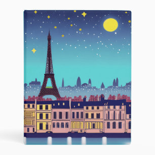 Fantasy Skyline of Paris Under the Stars Mini Binder