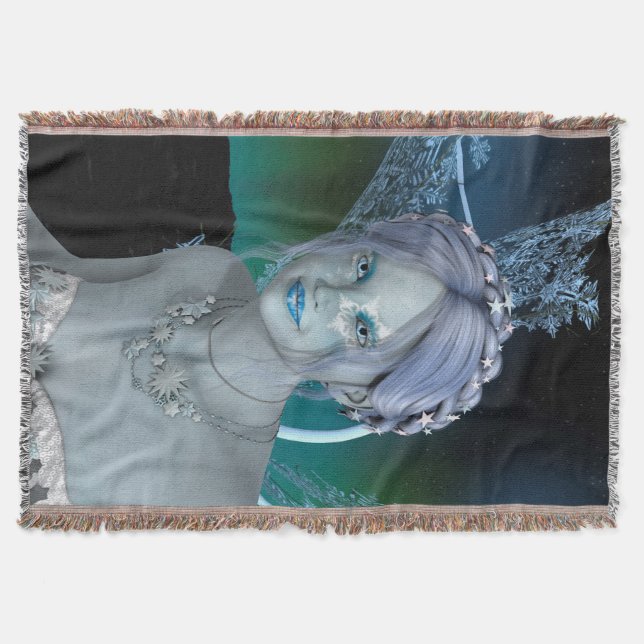 Fantasy Snow Fairy Throw Blanket (Front)