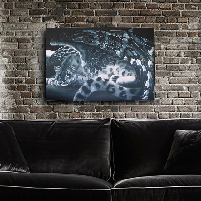 Fantasy Snow Leopard Wings Metal Print (Creator Uploaded)