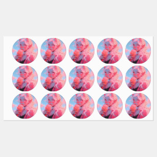 Fantasy Soft Pink Ice Cream Anime Girl Labels