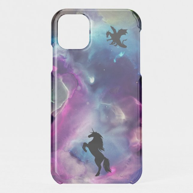 Fantasy Space Nebula Unicorn Dragon Pink blue   Uncommon iPhone Case (Back)