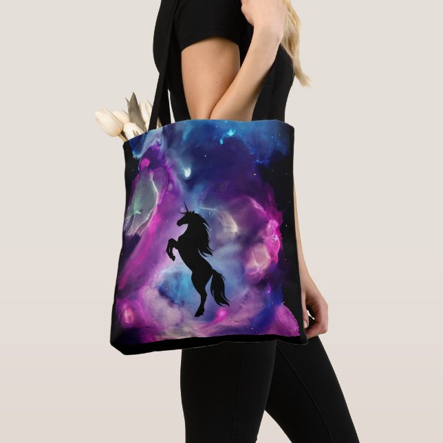 Fantasy Space Nebula Unicorn Pink blue    Tote Bag (Close Up)