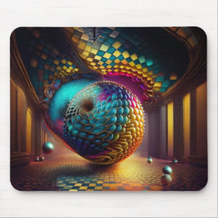 Fantasy Sphere in Checkerboard Hall Mouse Pad