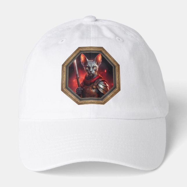 Fantasy Sphinx Cat Warrior In Frame Hat (Front)