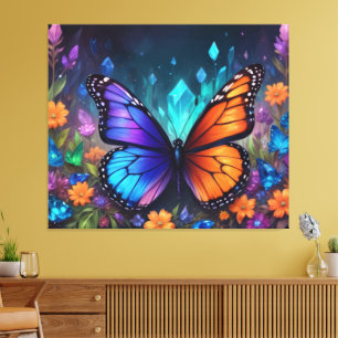 Fantasy Spring Garden Crystals Monarch Butterfly Canvas Print