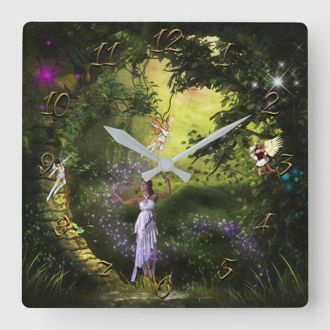 Fantasy Square Wall Clock (Front)