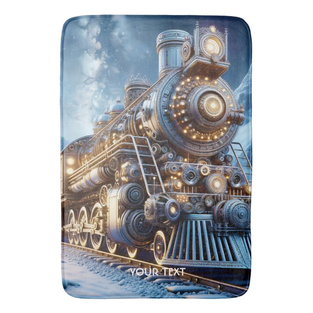 Fantasy Steam Train Winter Bath Mat (Front Vertical)