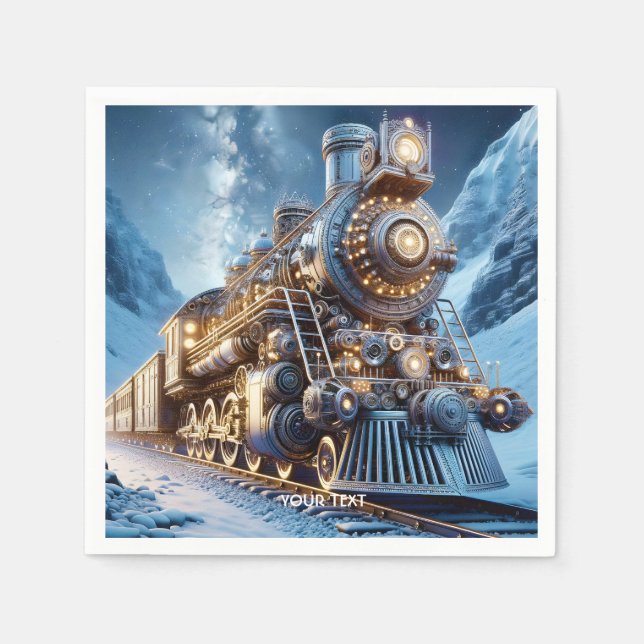 Fantasy Steam Train Winter Napkins (Front)
