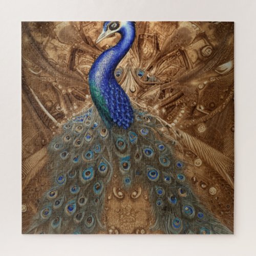 Fantasy Steampunk Peacock Blue In Watercolor Jigsaw Puzzle