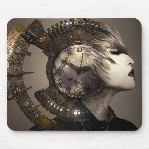 Fantasy Steampunk Punk Face Metal Cogwheel Iron Mouse Pad