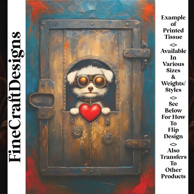 Fantasy Steampunk Puppy Dog + Heart AR3 Decoupage Tissue Paper (Creator Uploaded)