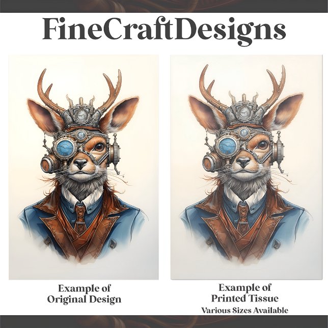 Fantasy Steampunk Reindeer Christmas D9 Decoupage Tissue Paper (Creator Uploaded)