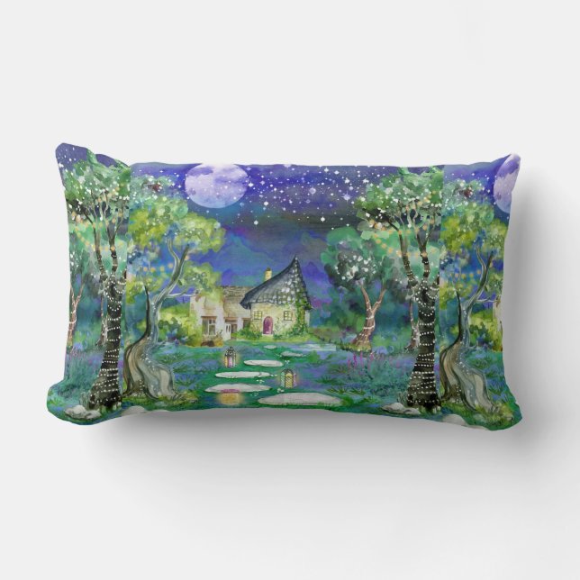 Fantasy Storybook Fairyland Landscape Image Lumbar Pillow (Front)