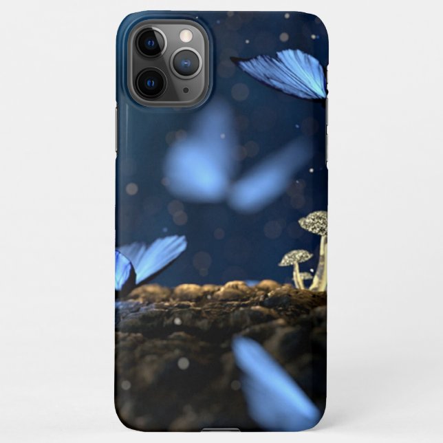 Fantasy Style Butterflies & Mushrooms in Forest iPhone Case (Back)