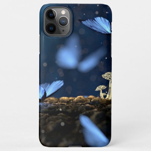 Fantasy Style Butterflies  Mushrooms in Forest iPhone 11Pro Max Case