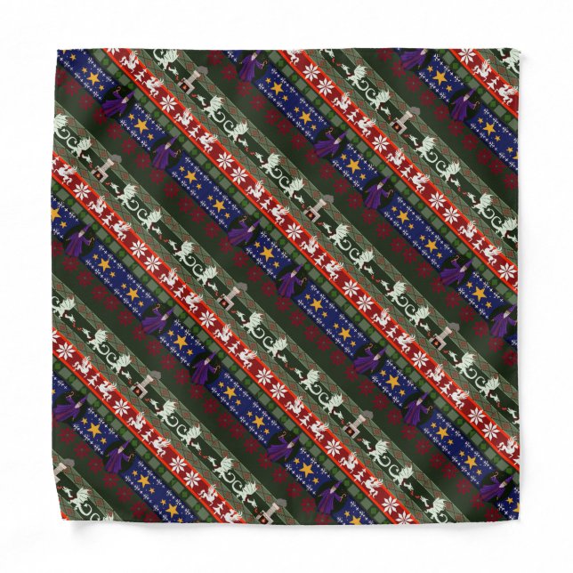 Fantasy Style Ugly Sweater Pattern Bandana (Front)