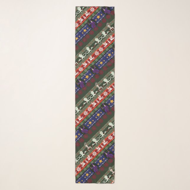 Fantasy Style Ugly Sweater Pattern Scarf (Front)