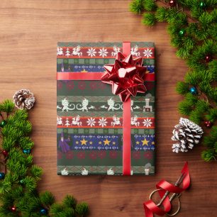 Fantasy Style Ugly Sweater Pattern Wrapping Paper