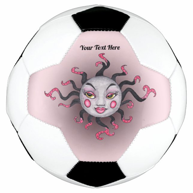 Fantasy Sun Pretty Face Pink Black Gray Soccer Ball (Front)