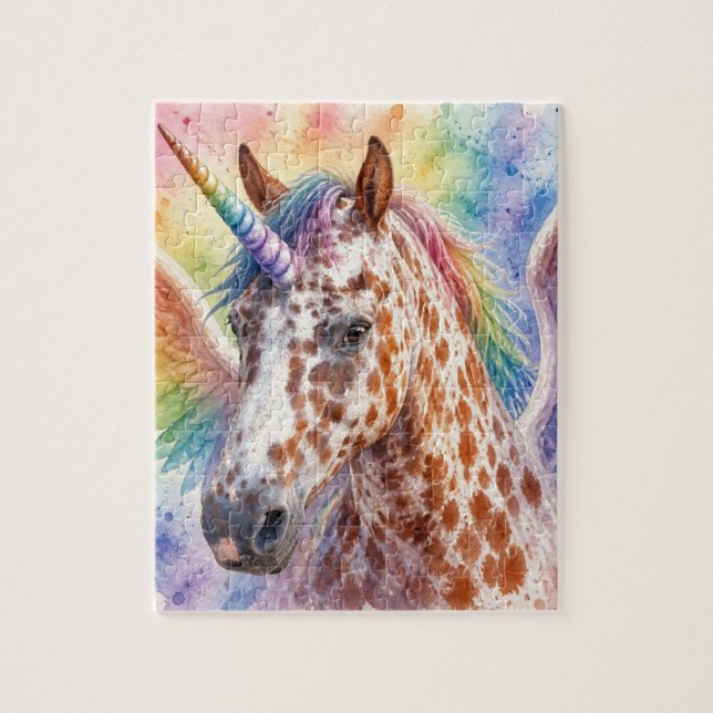 Fantasy Surreal Appaloosa Unicorn Pegasus  Jigsaw Puzzle (Vertical)