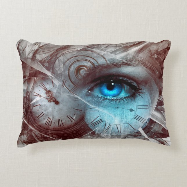 Fantasy surreal eye time clock accent pillow (Front)