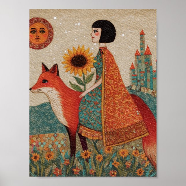 Fantasy Surreal Woman and Her Red Fox Poster (Front)