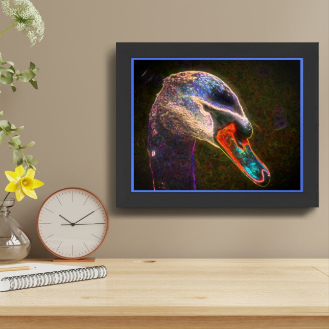 Fantasy Swan Abstract Animal Art Framed Framed Art (Table Top)