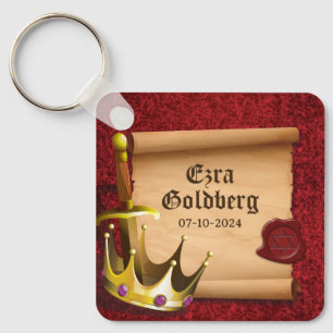 Fantasy Sword Crown Medieval Knight Bar Mitzvah Keychain