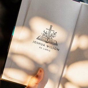 Fantasy Sword Personalized Classic Ex Libris Book Rubber Stamp