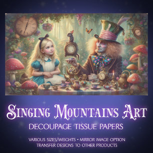 Fantasy Tea Party Alice and Hatter Decoupage Tissue Paper