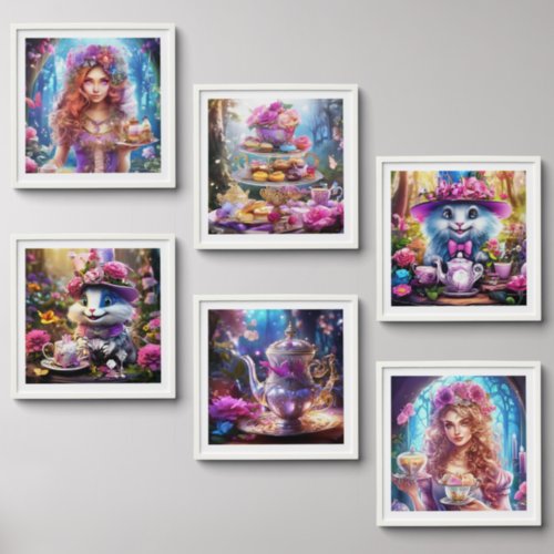 Fantasy tea party hatter magical bridal shower photo tiles 