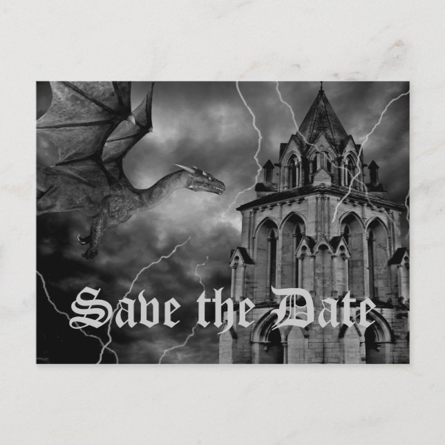 Fantasy theme wedding dragon Save the Date Announcement Postcard (Front)