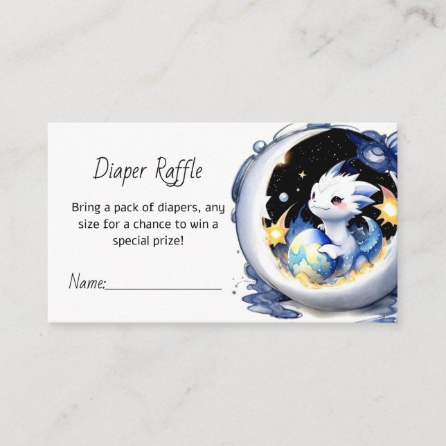 Fantasy-Themed Dragon Baby Shower Diaper Raffle Enclosure Card (Front)