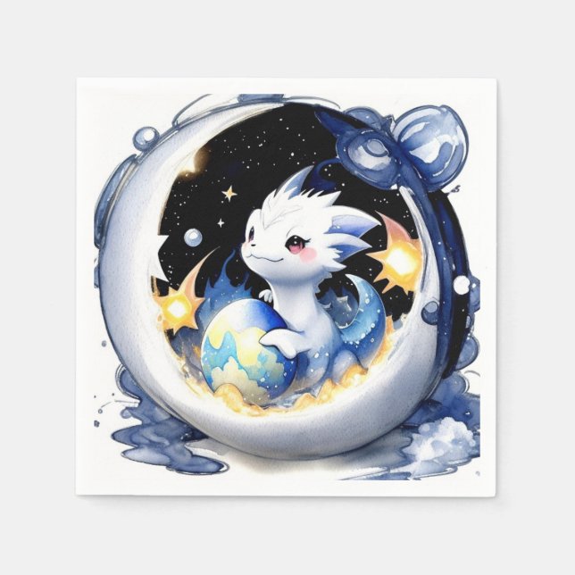 Fantasy-Themed Dragon Baby Shower Napkins (Front)