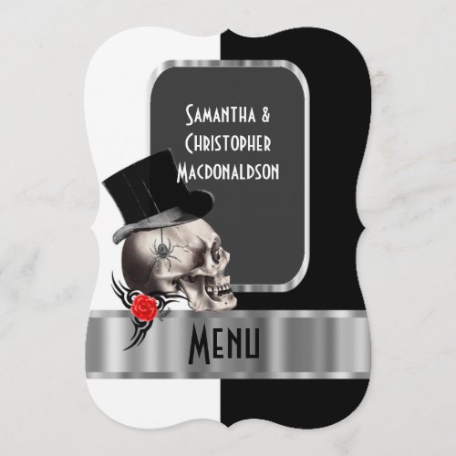 Fantasy themed tattoo skull wedding menu