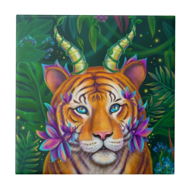 Fantasy Tiger Ceramic Tile (Front)