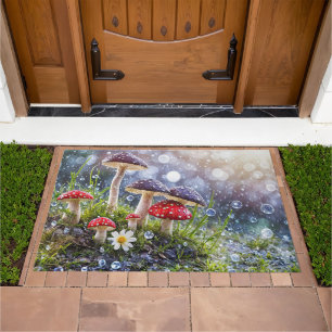 Fantasy Toadstool Mushrooms Cute Whimscial Doormat