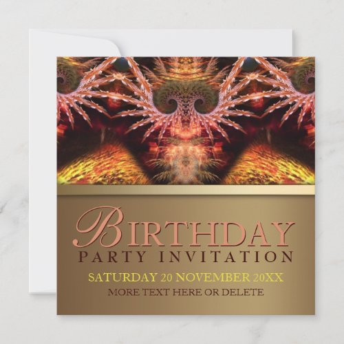 Fantasy Trance Golden Birthday Party Invitation