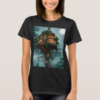 Fantasy Tree House Digital Artwork    T-Shirt