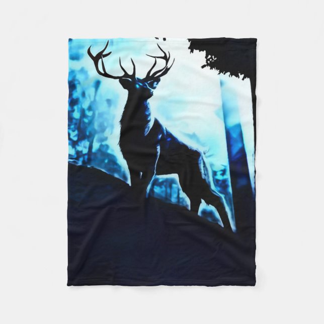 Fantasy Trophy Buck Airbrush Art Fleece Blanket (Front)
