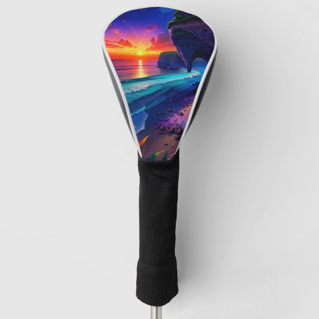 Fantasy Tropical Beach Four Golf Head Cover (Front)