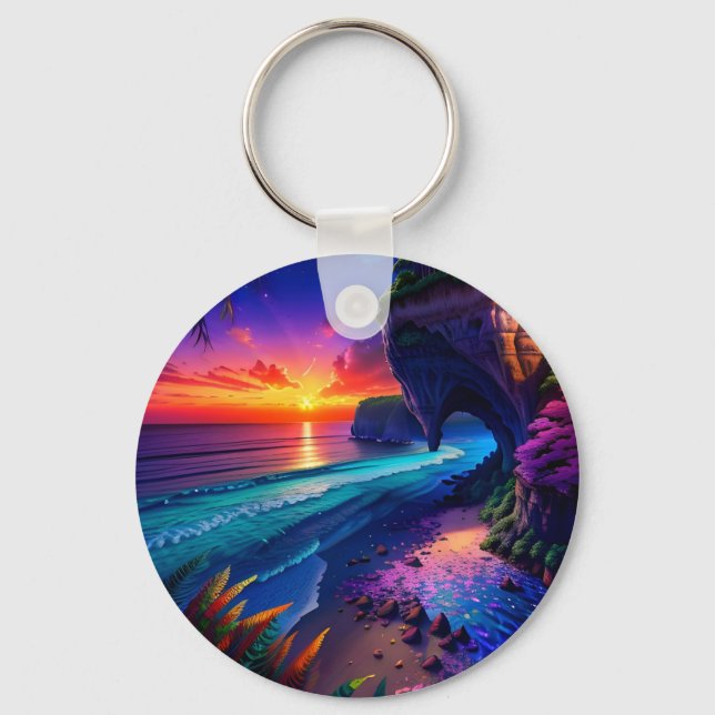 Fantasy Tropical Beach Four Keychain (Front)