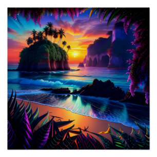 Fantasy Tropical Beach Three Poster