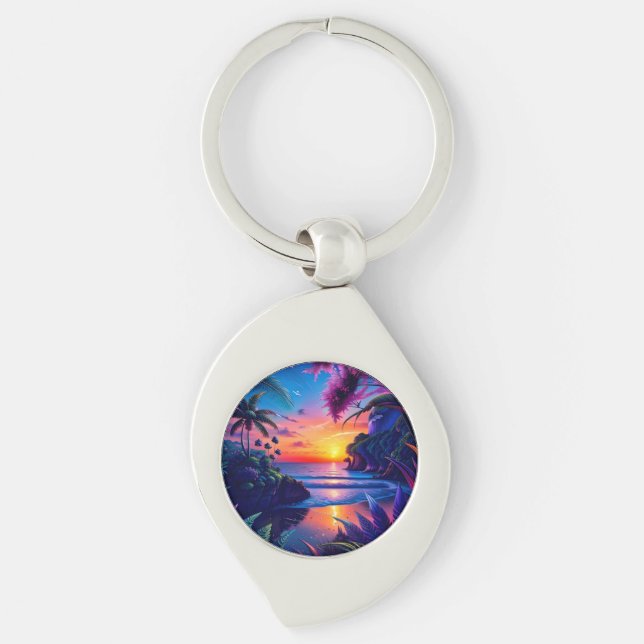 Fantasy Tropical Beach Two Keychain (Front)